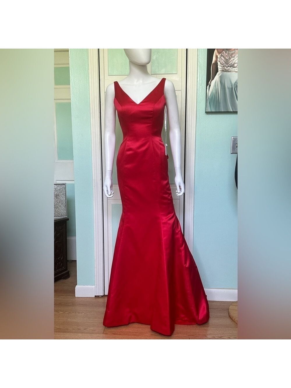 Size 0 Sherri Hill 53540 Satin Trumpet Gown with Back Bow Prom Gown Pageant Gala